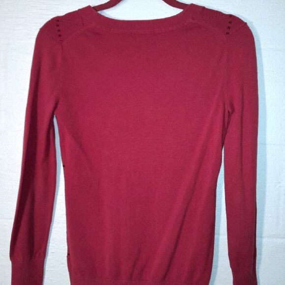Tommy Hilfiger Women's XS Red Sparkle Sequin Argyle Vneck Sweater Holiday Y2K - Picture 8 of 9